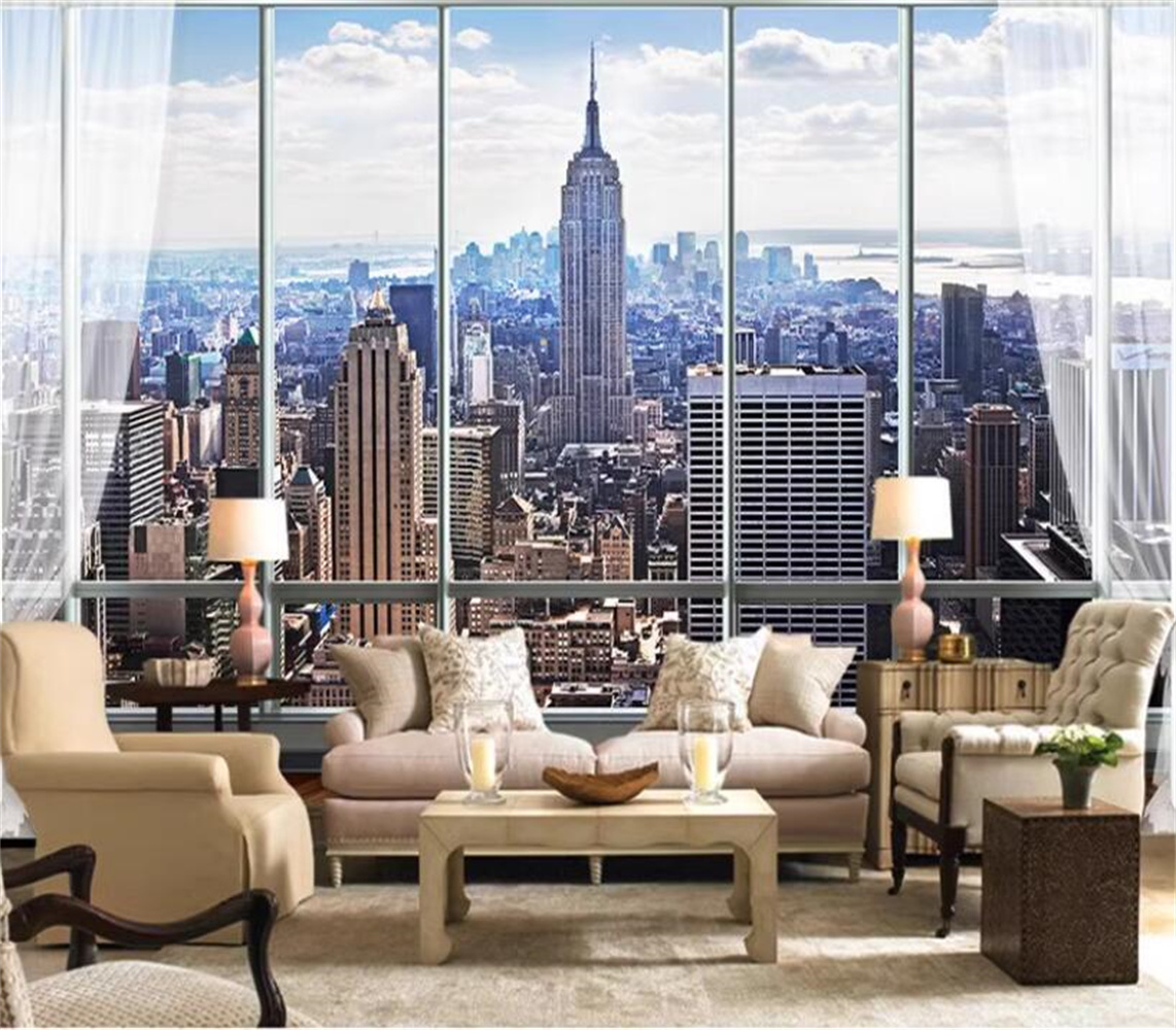 Interior Design New York - نيويورك شروق الشمس ثلاثية الأبعاد نافذة